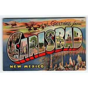 Vintage Greetings from Carlsbad New Mexico Linen Postcard G-1